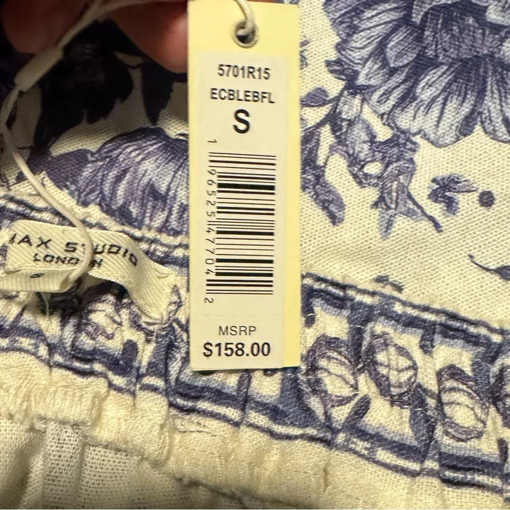 NWT Max Studio Navy and Cream Floral A-Line Skirt Size Small - Picture 8 of 8